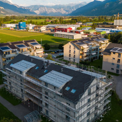Luftaufnahme einer Wohnsiedlung im Rheintal, Jahresrückblick 2022