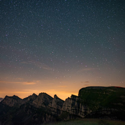 Sternenhimmel über den Churfirsten bei Nacht, Biwak am Chäserrugg