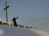 on the top Oberhalb San. Benedetg. Etwa 700 Höhenmeter im 2,5h mit Schneeschuhen, und Kickersession