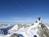 on the top. Von Piz Ault Aufstieg zum Felsübergang mit Klettersteg zum Brunnifirngletscher