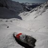 Biwaksack im Schnee in einem Hochtal, Alpstein