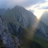 Sonnenstrahlen über einer Bergflanke, Alpstein