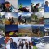 Fotocollage der Outdoor Crew mit Berg- und Schneesportbildern