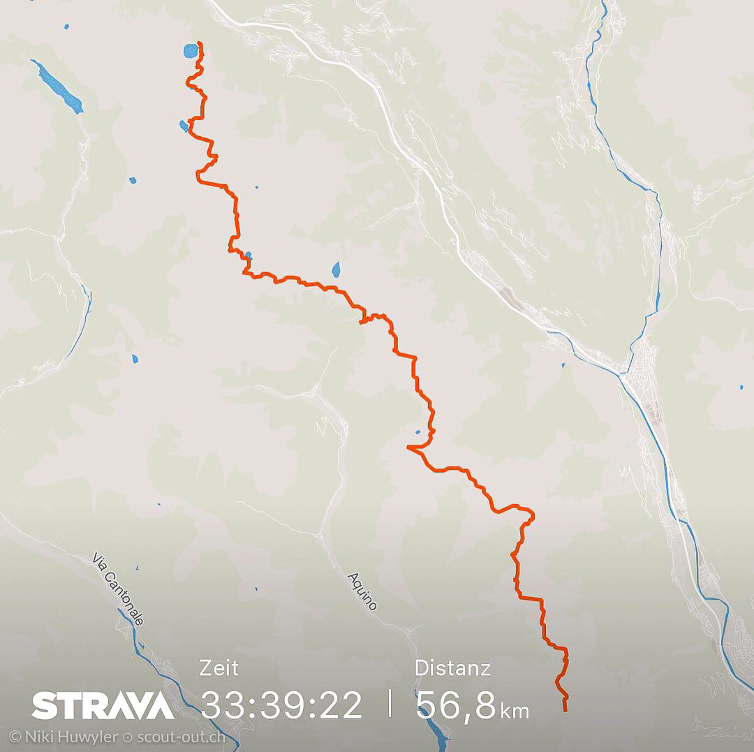 Strava-Karte der Via Alta della Verzasca: 56,8 km in 33:39 Stunden